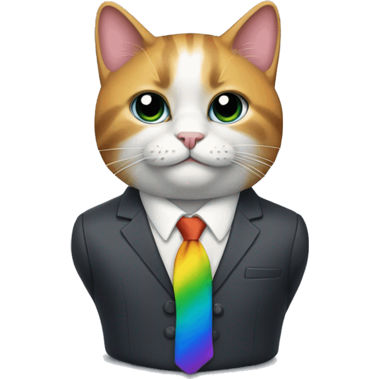 Rainbow cat in business suit emoji