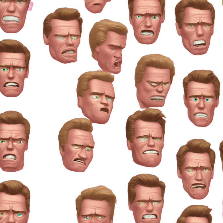 crying Schwarzenegger terminator in pink clothes  emoji