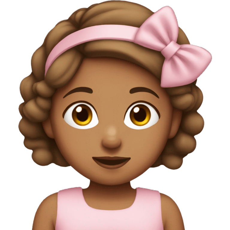 Tan girl with brown hair wearing a baby pink headband  emoji