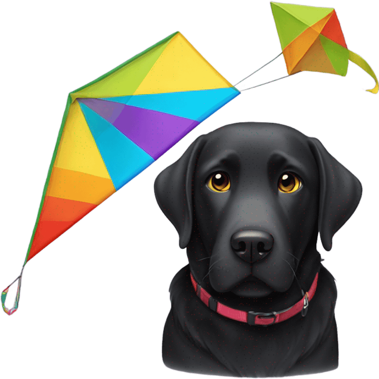 Black Labrador with a kite emoji