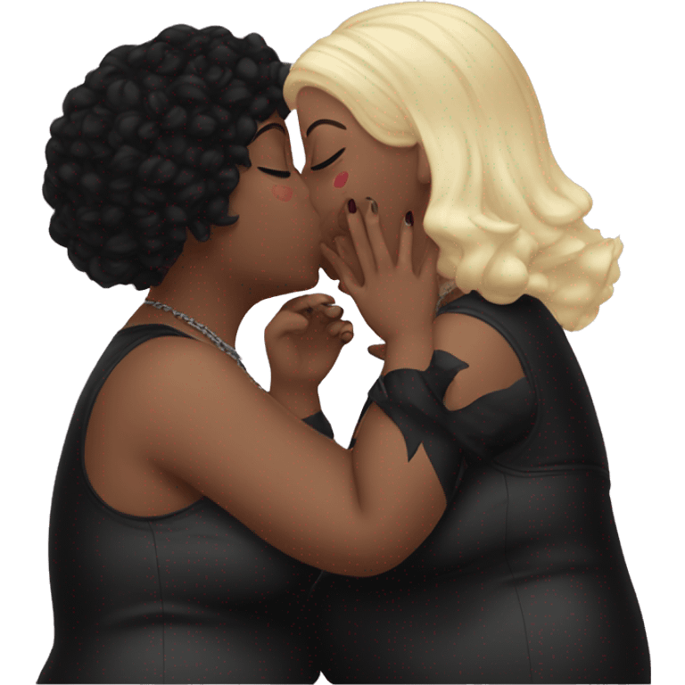 plus size women kissing, goth, aesthetic emoji