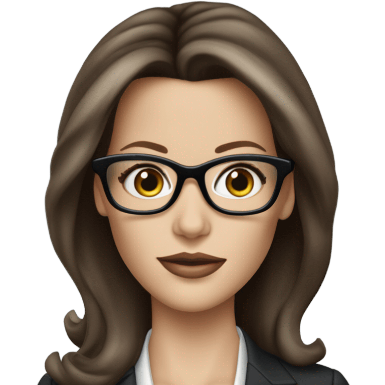 Create a Lifelike picture of  Kate Beckinsale blue eyes wearing glasses in a business dress emoji