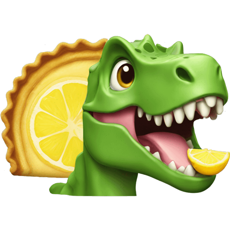 Dinosaur eating lemon tart emoji