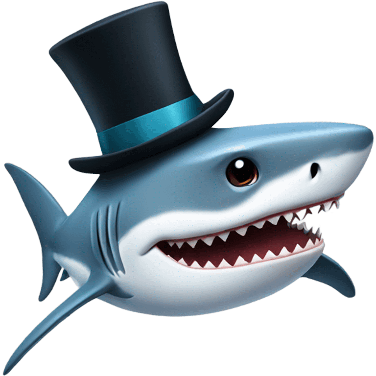 Shark with a top hat emoji