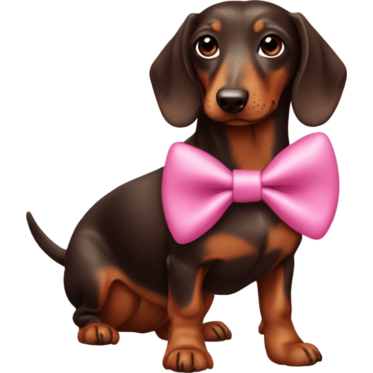 girl brown sausage dog with pink bow emoji