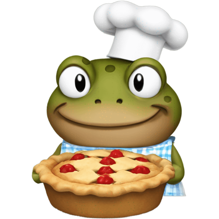 Toad baking a pie wearing an apron emoji