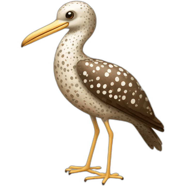 brown speckled sea bird with white spots and long legs emoji