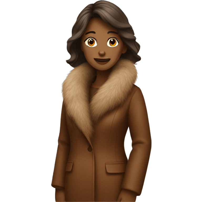 lady wearing a brown fur coat emoji