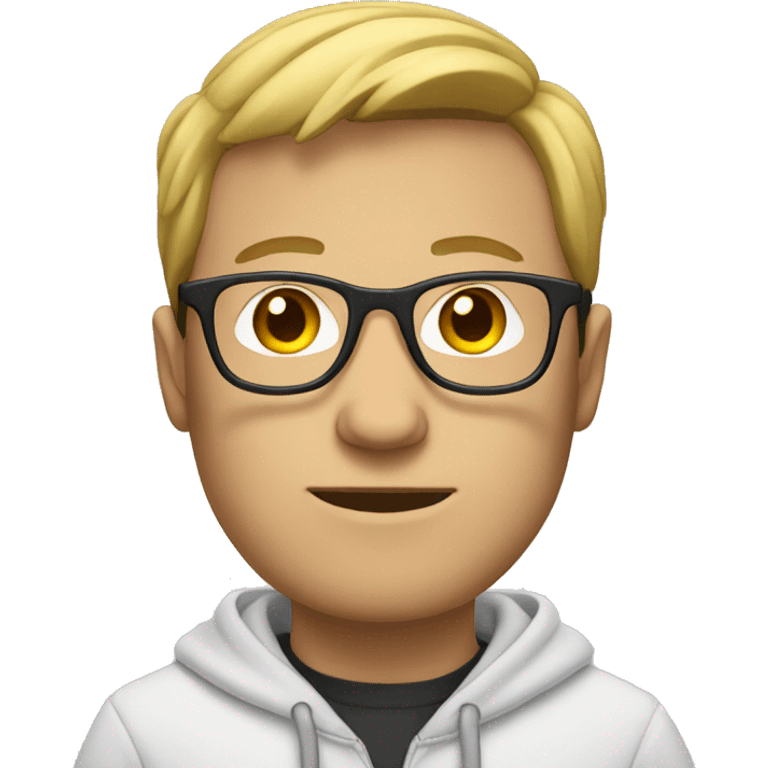 White guy with a hoodie and glasses emoji