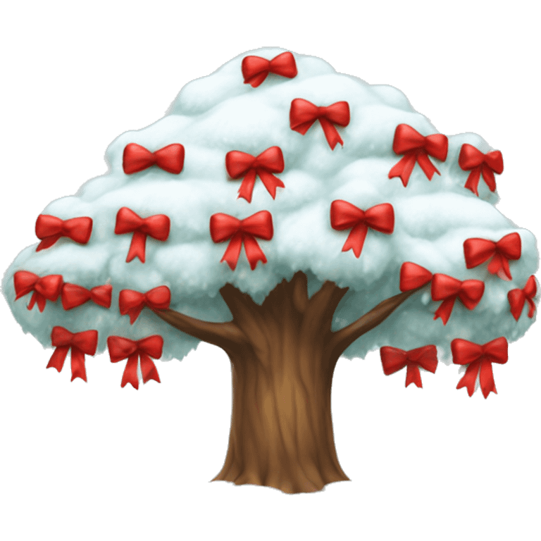 Tree with snow and red bows  emoji