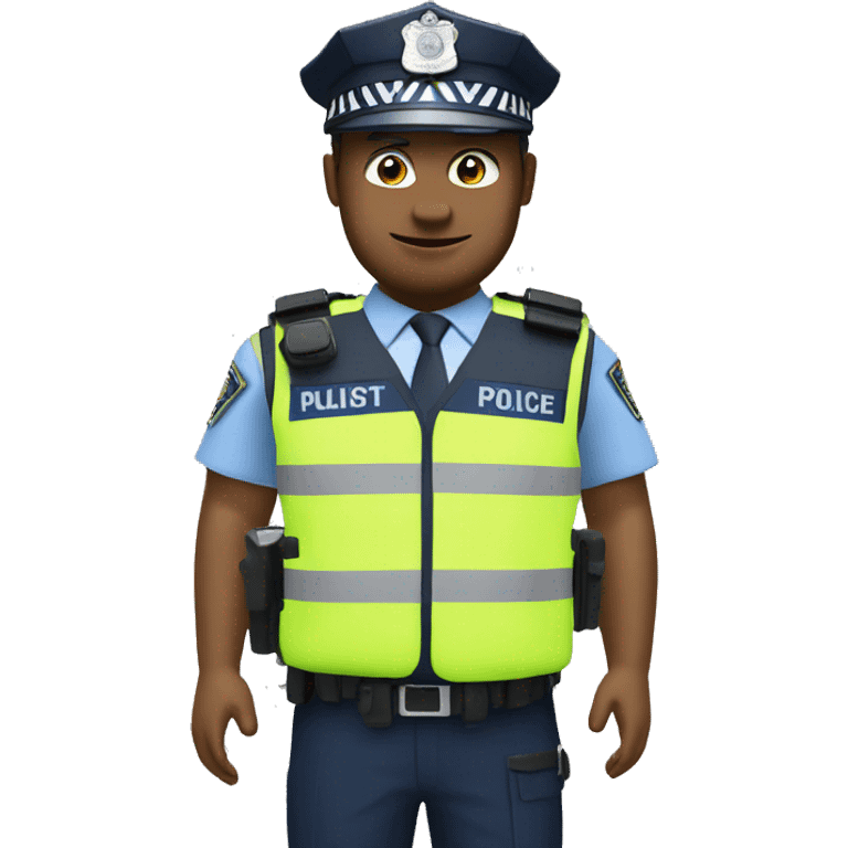 Police office with uk police gear - high vis vest emoji