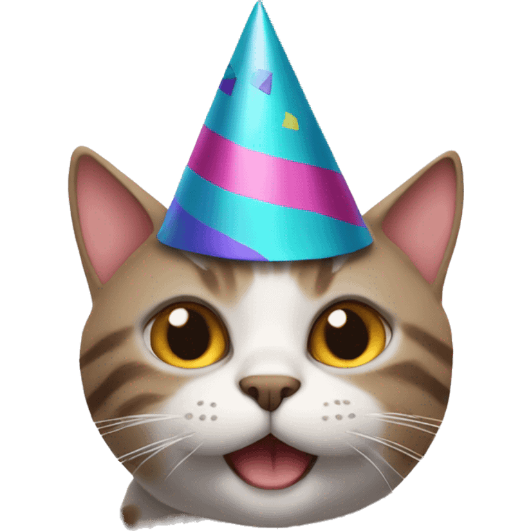 Cat wearing a party hat emoji