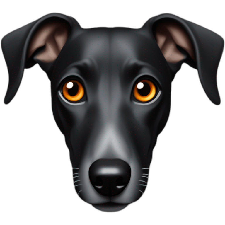 Full black whippet’s head with orange eyes emoji