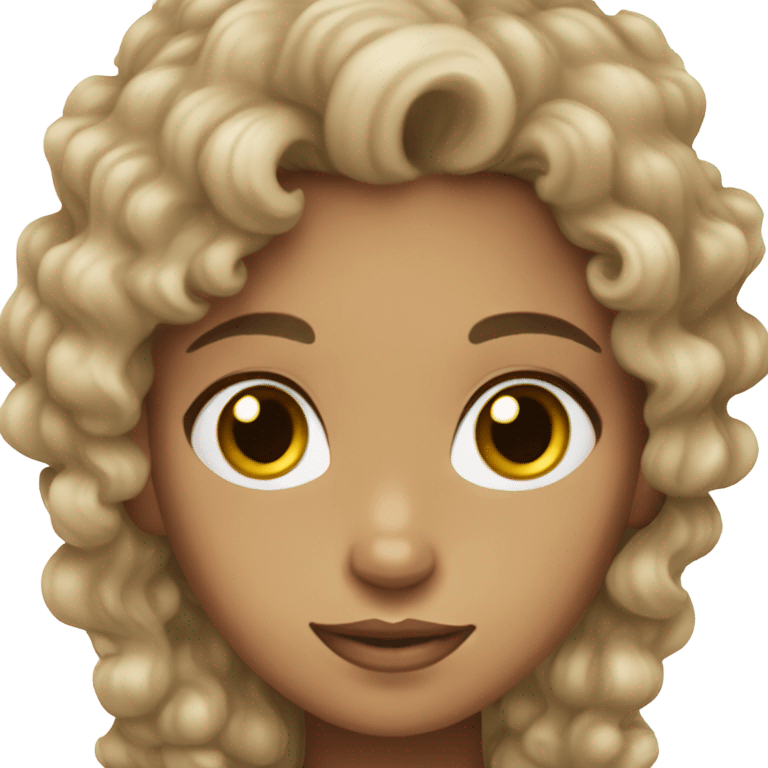 girl with light brown skin and dark brown eyes and dark brown curly hair emoji