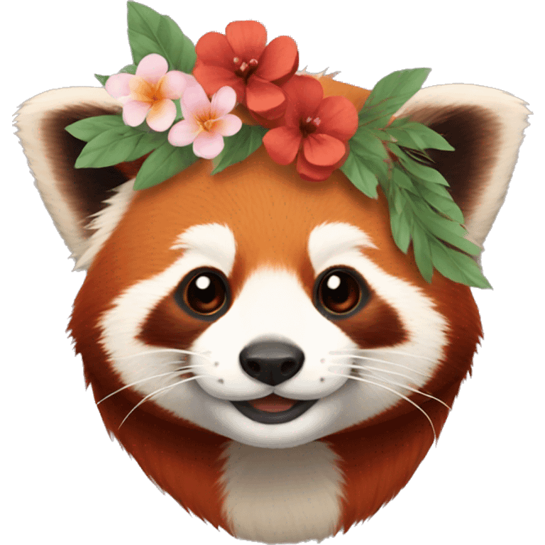 Red panda with a flower crown  emoji