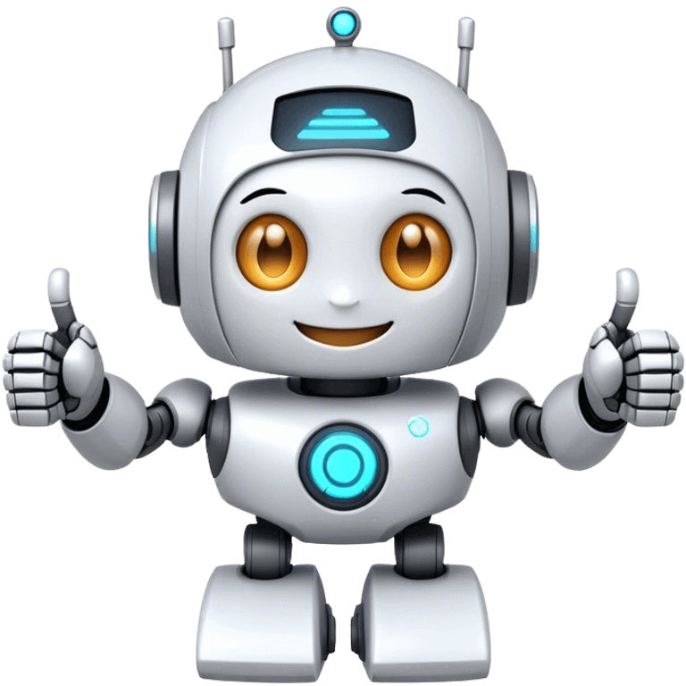 cute girly robot with a big smile, portal design , giving a big thumbs-up emoji