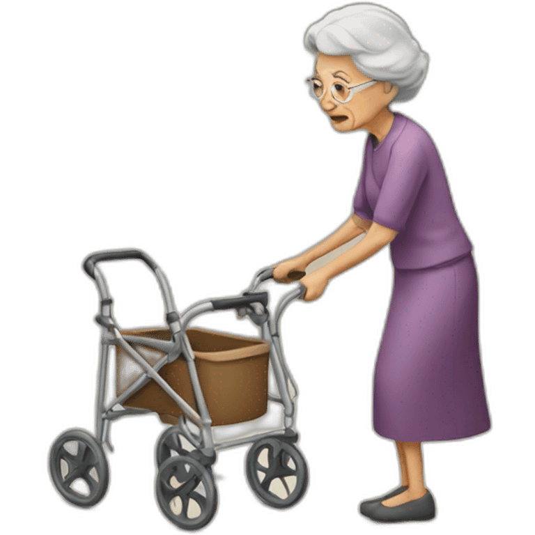 old woman with walker emoji