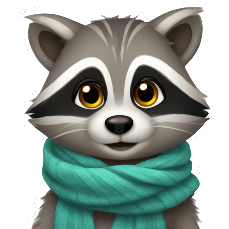 Cute raccoon wearing a scarf emoji