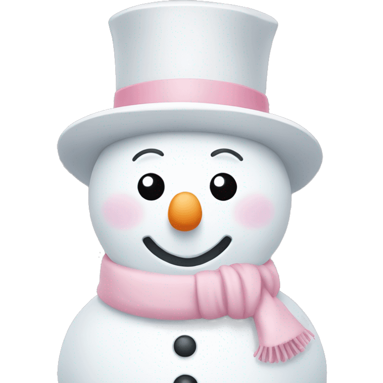 Cute white and light pink snowman emoji