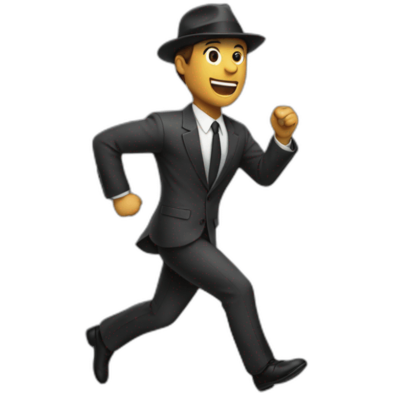 man in suit and hat running emoji