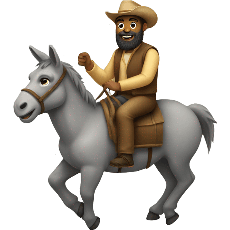 Man with beard riding donkey emoji