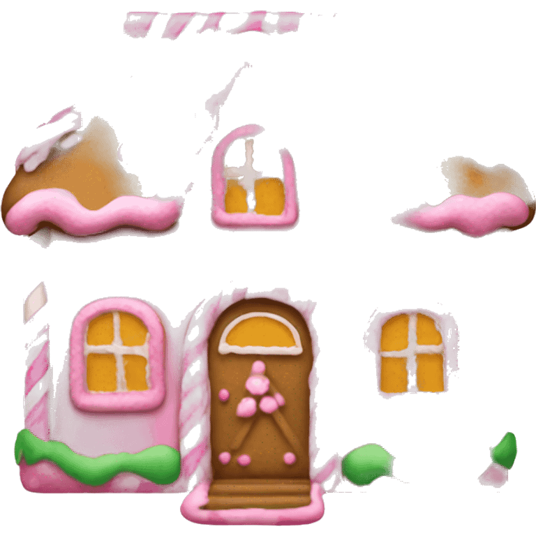 Gingerbread house pink emoji