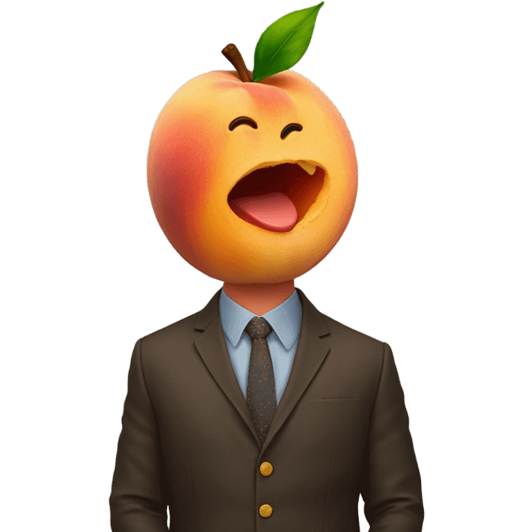 A peach shaped like 🍑being eat by a guy emoji