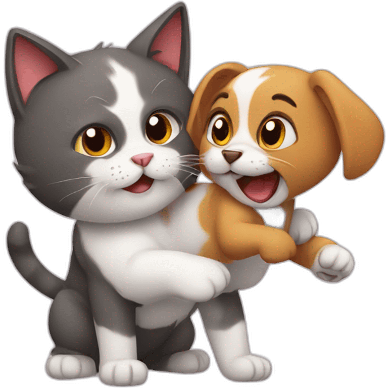 Cat have a fight with a dog emoji