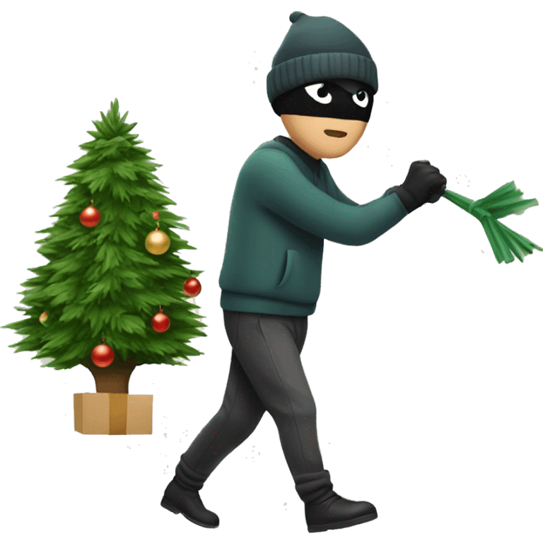 Thief stealing a Christmas tree emoji