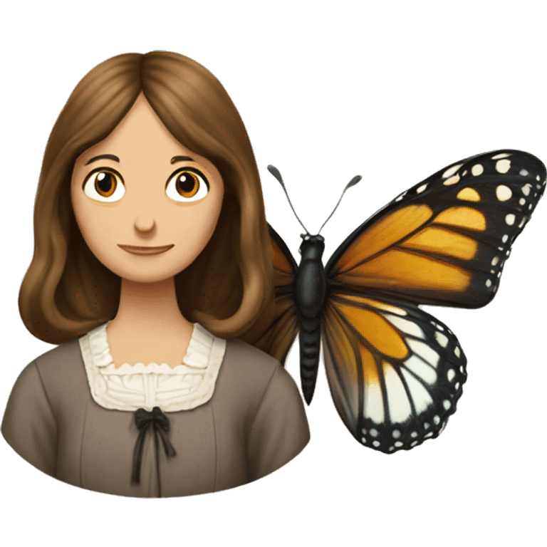 Charlotte Bronte and a butterfly emoji