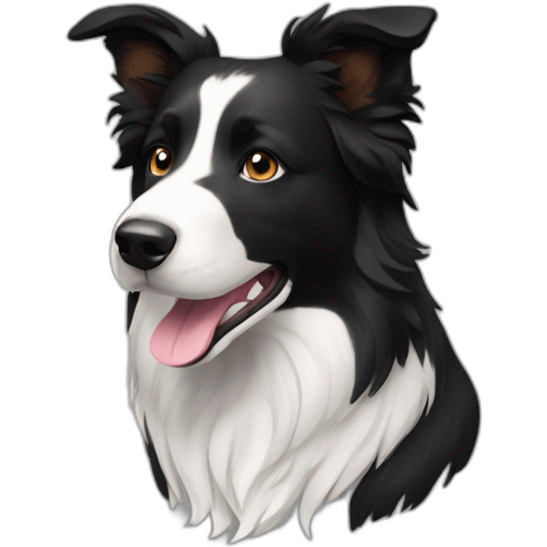 black short hair border collie with white neck emoji