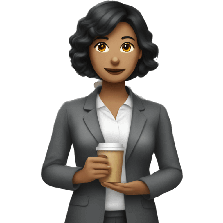 female teacher with black hair that loves coffee emoji