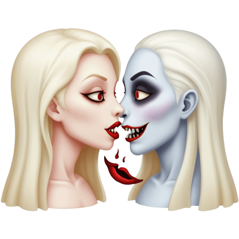 Ghost kissing Mae vampire emoji