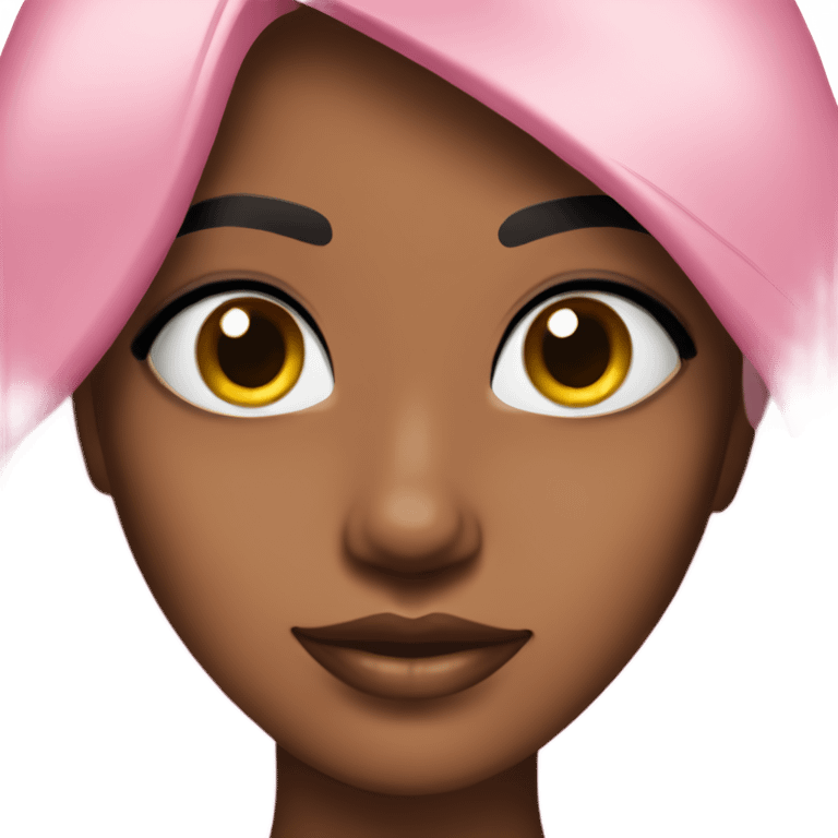 brownskin girl in pink with stunning lashes and straight black hair emoji