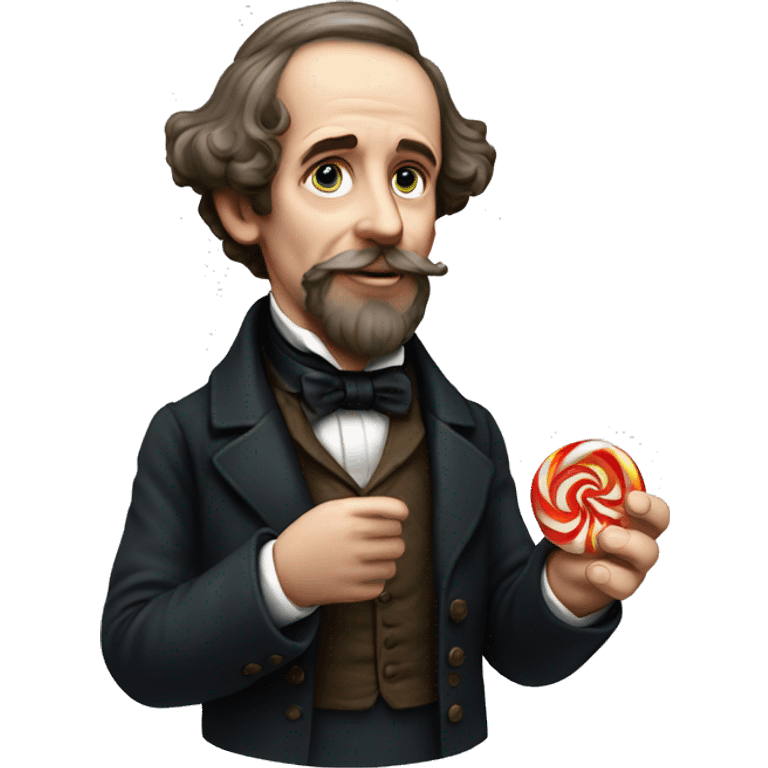 Charles Dickens holds a candy in his hand emoji