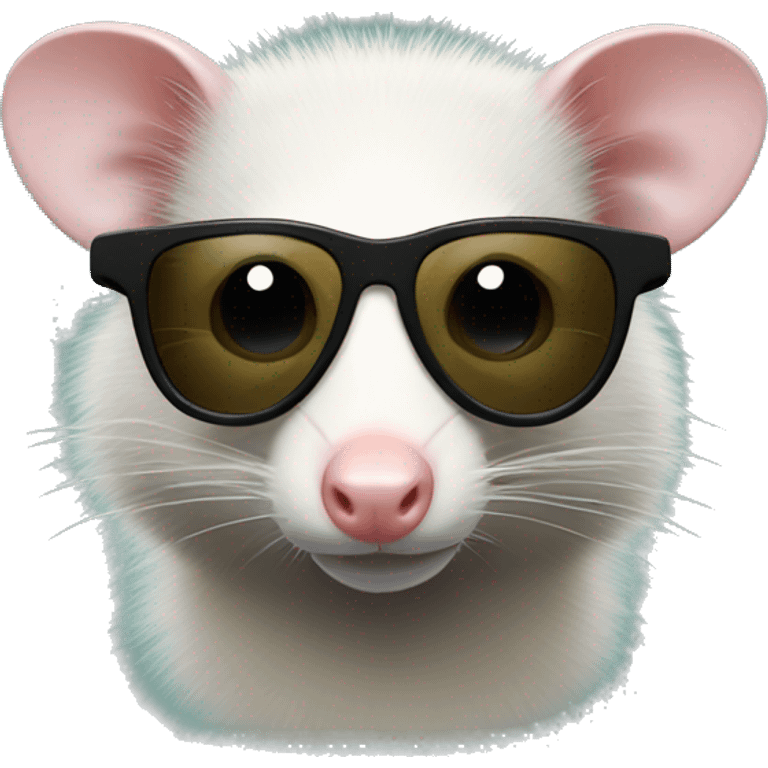 opossum with sunglasses looking slightly to his right emoji