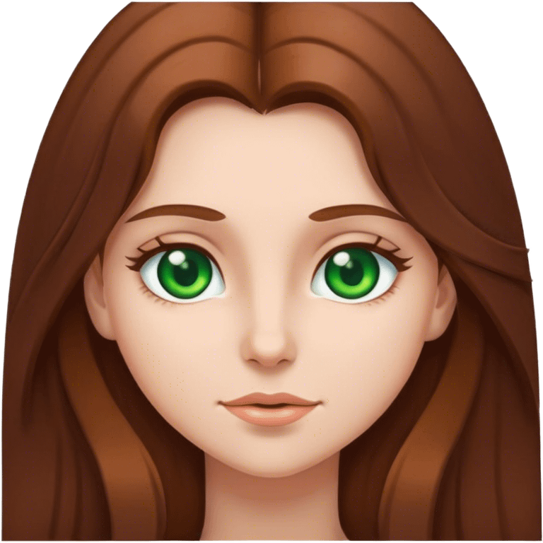 Girl long brown hair green eyes emoji