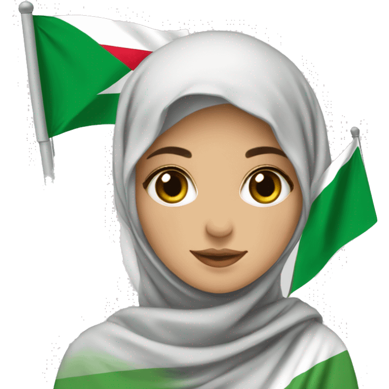 Algerian girl with hijab Palestine+ Algeria flags  emoji