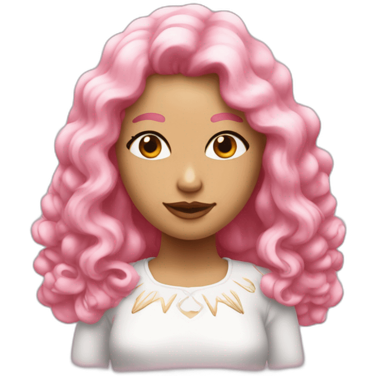 Angele chanteuse avec cheveux blanc et rose emoji