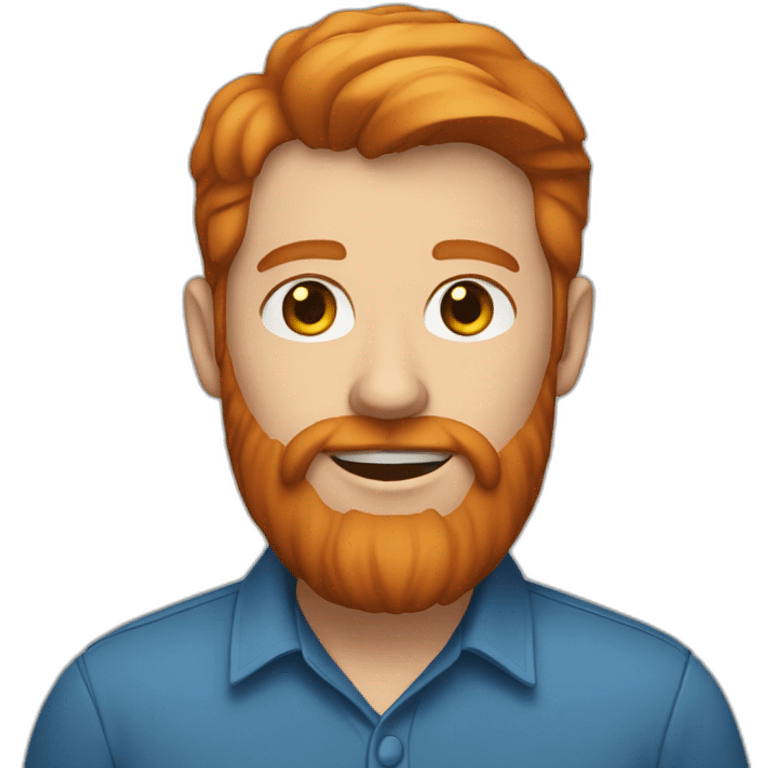 Man with short ginger hair and a long ginger beard wearing a blue collared shirt emoji