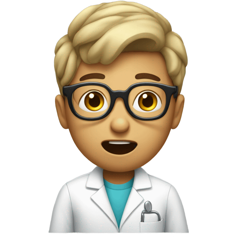 Kid at dentist with glasses emoji