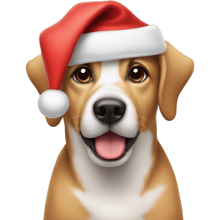 Dog wearing a Santa hat emoji