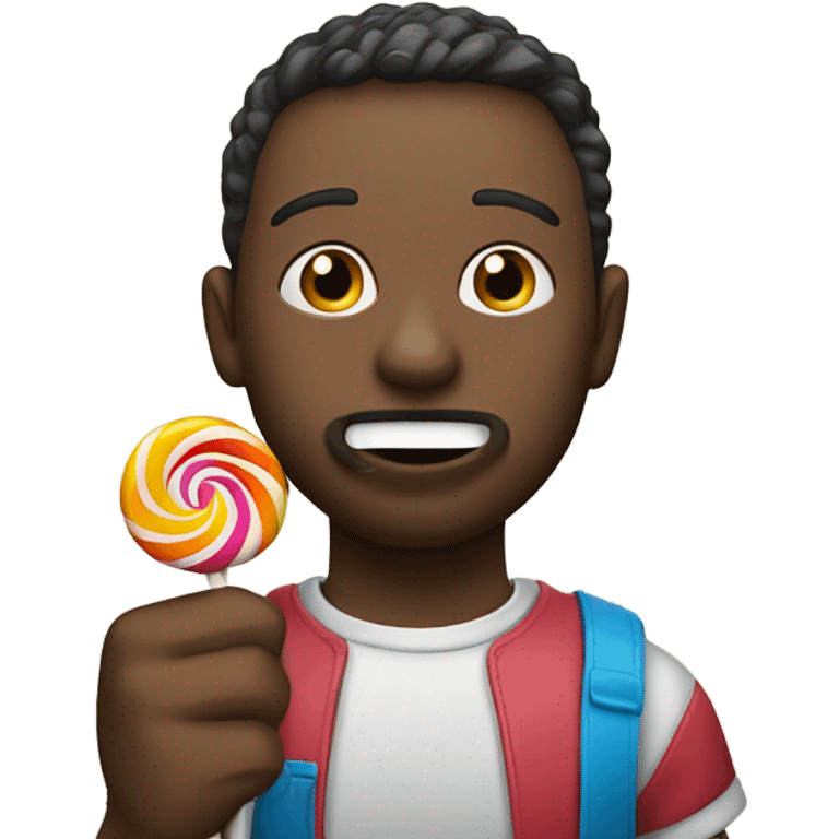 Guy eating a lollipop straw emoji