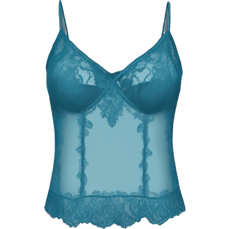 Realistic isolated peacock blue silk lace camisole.  emoji