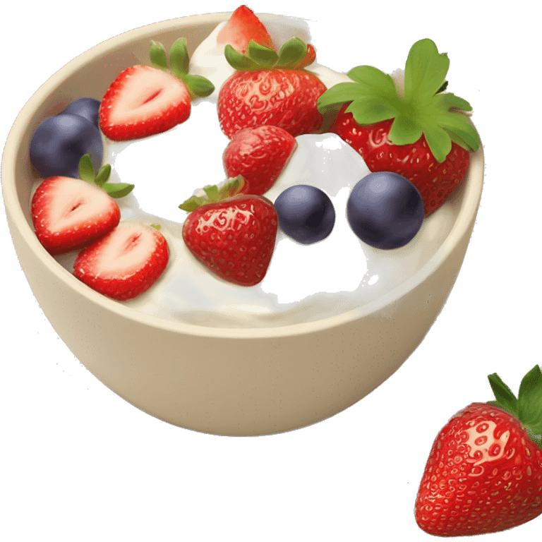 fruit yogurt bowl with strawberries and grapes beige  emoji