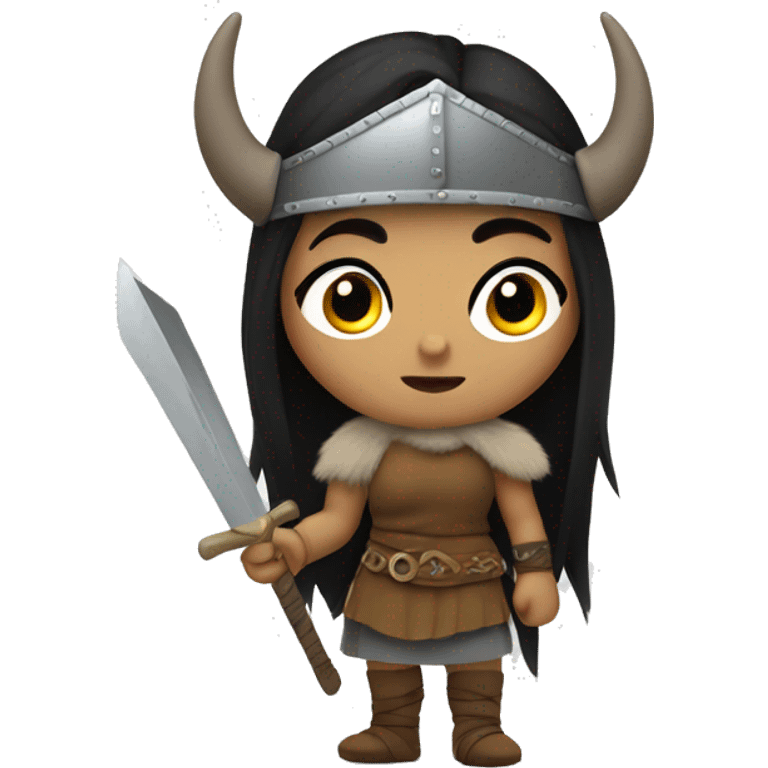 Viking woman warrior with Black hair emoji