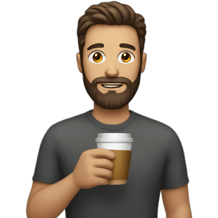 bearded man holding a coffee cup emoji