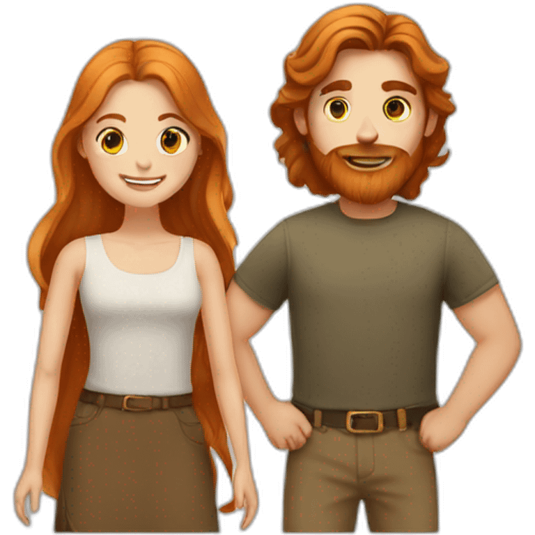 Bearded brown-haired man and long haired ginger girlfriend  emoji