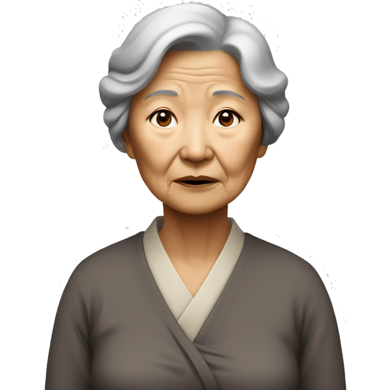 old sad asian lady standing upfront  emoji