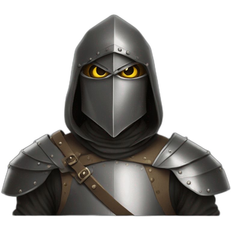 medieval evil saboteur wearing mask, full torso, looking sideways emoji